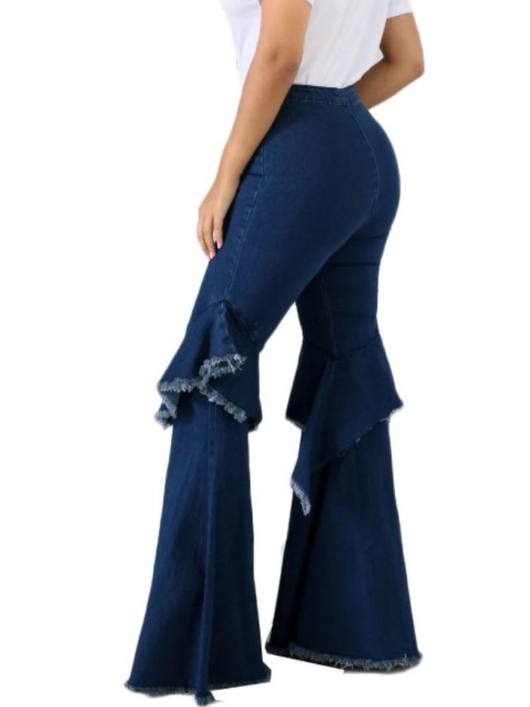 Jean Slim Taille Haute Uni Boutonné Pour Femme