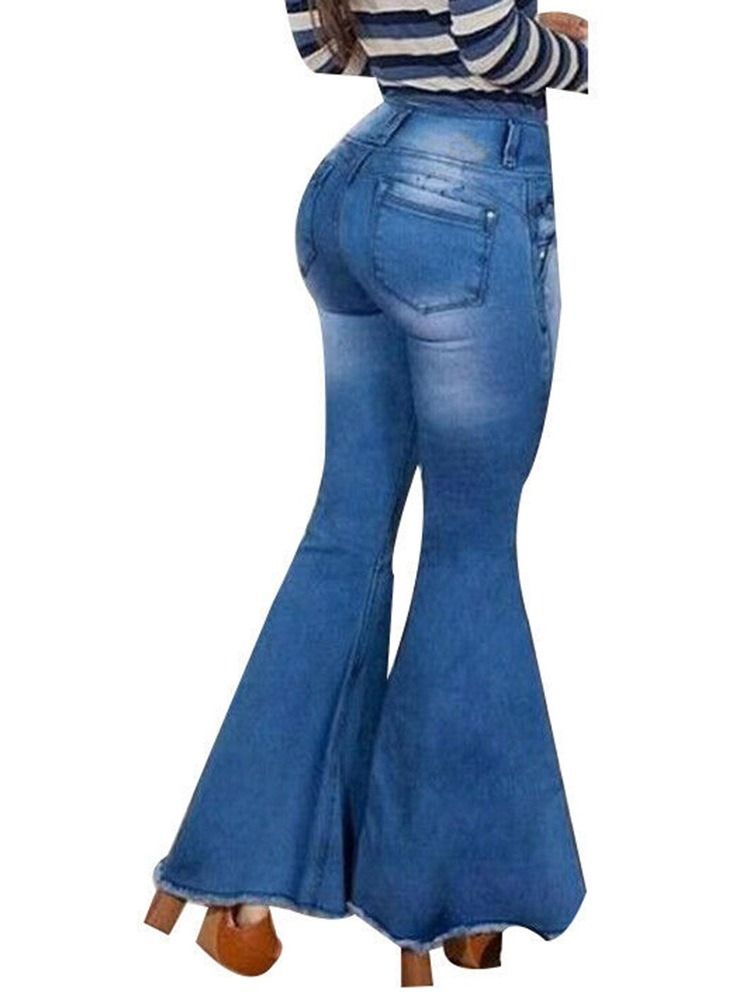 Jeans Bellbottoms Slim Taille Haute Pour Femmes