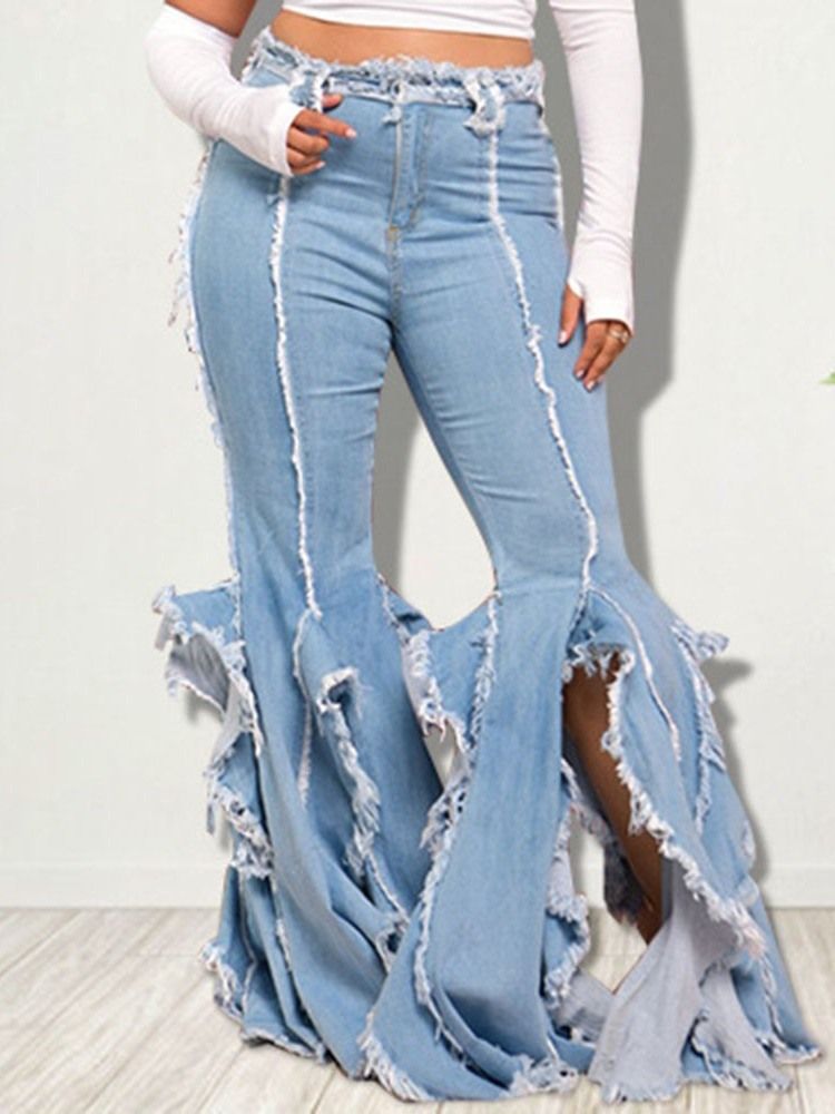 Jeans Bleu Clair À Fermeture Éclair Pour Femmes