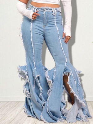 Jeans Bleu Clair À Fermeture Éclair Pour Femmes