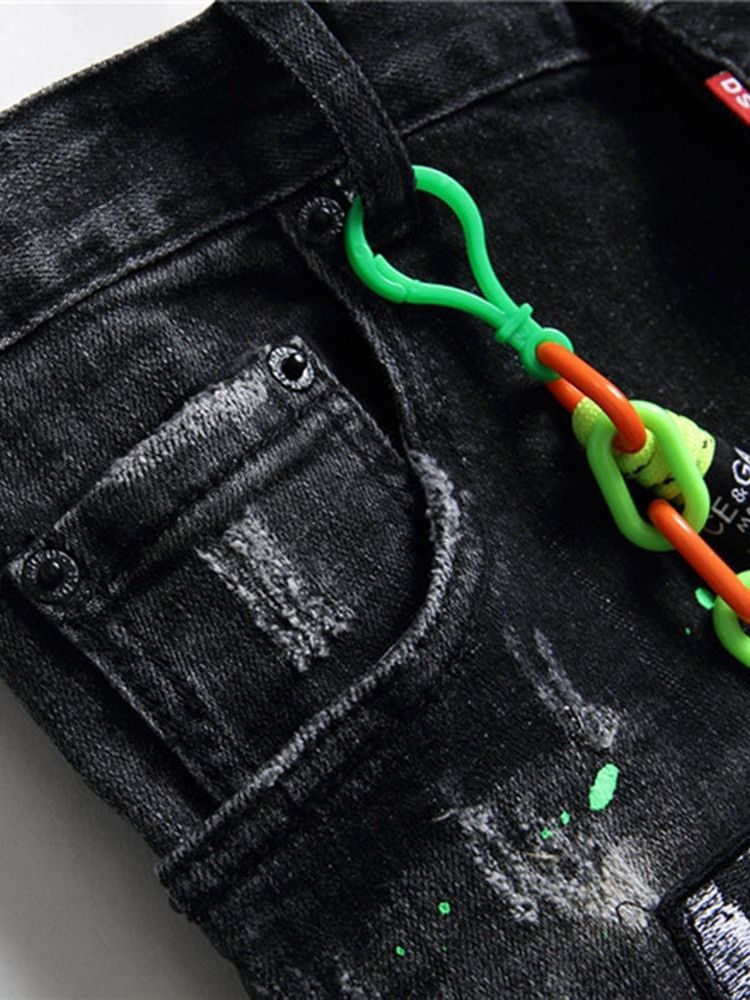 Jeans À Boutons Européens Avec Appliques Droites Pour Hommes