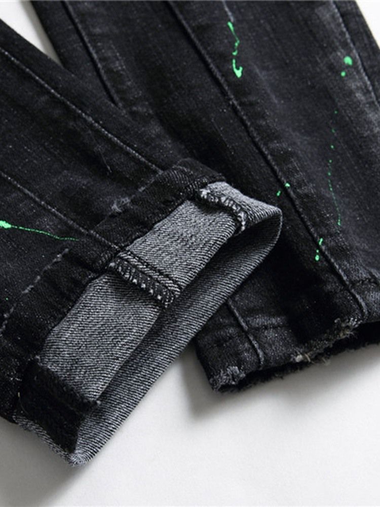 Jeans À Boutons Européens Avec Appliques Droites Pour Hommes