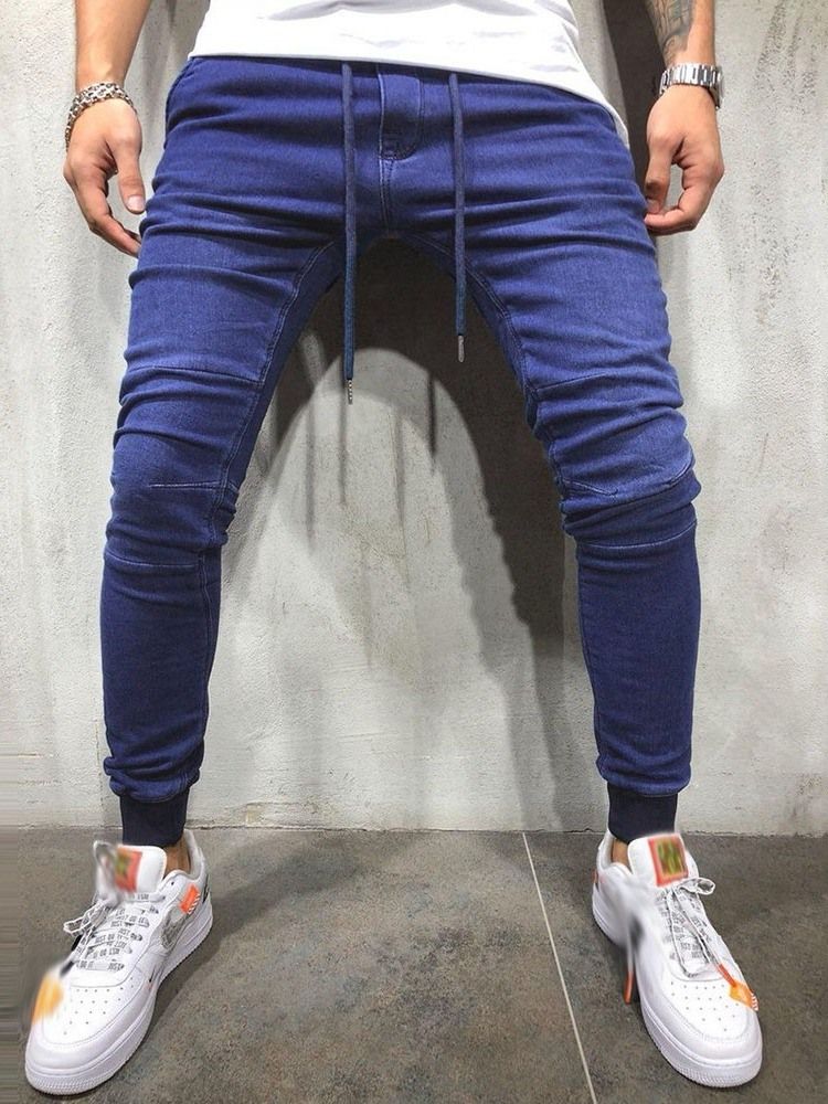 Jeans Crayon Décontracté À Lacets Pour Hommes