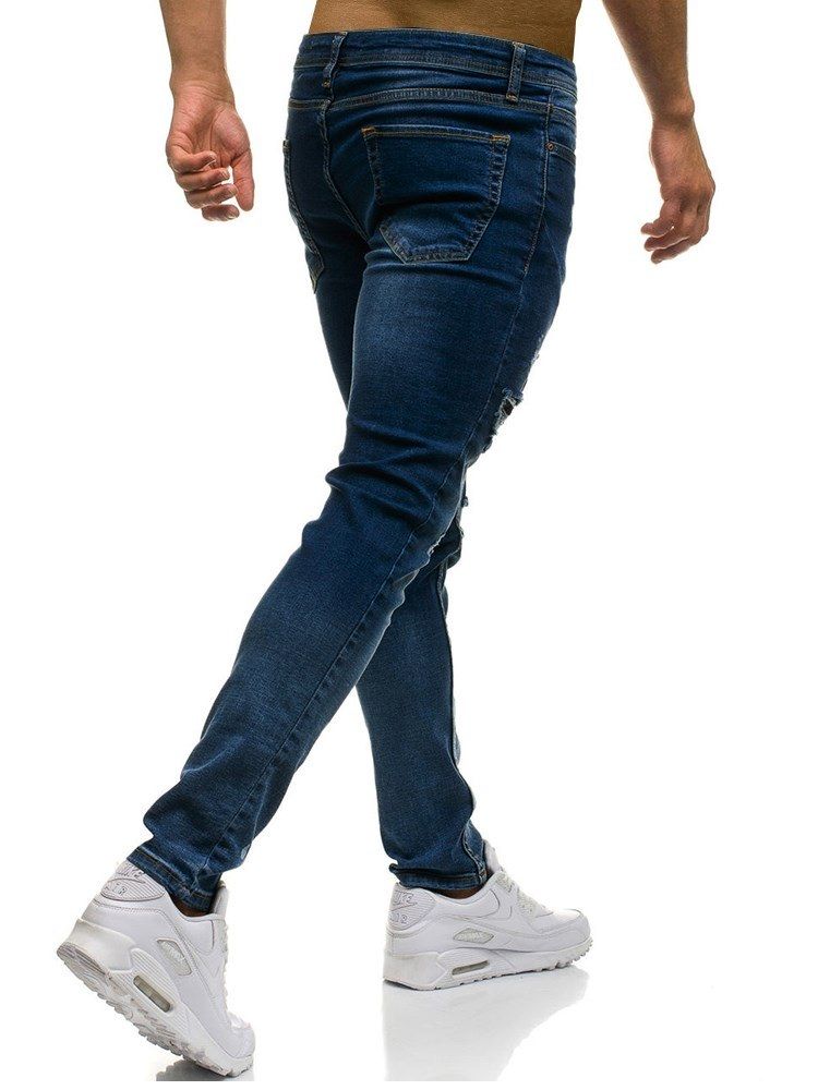 Jeans Déchirés Décontractés Pour Hommes Inélastiques Unis