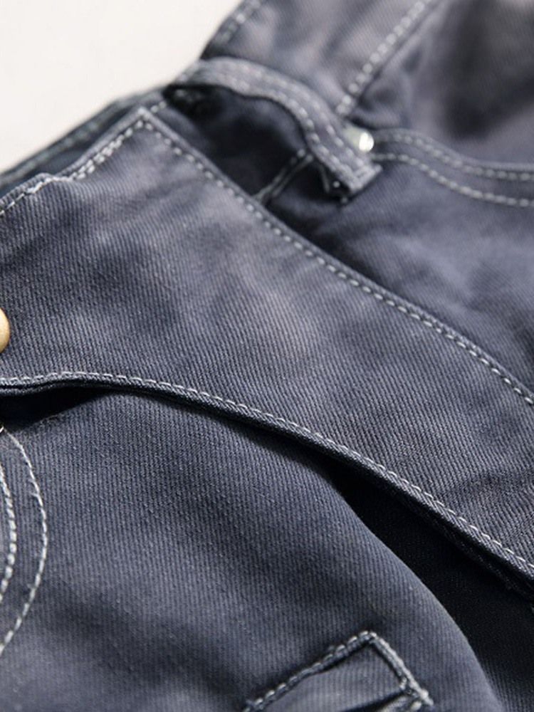 Jeans Déchirés Décontractés Plissés Unis Pour Hommes