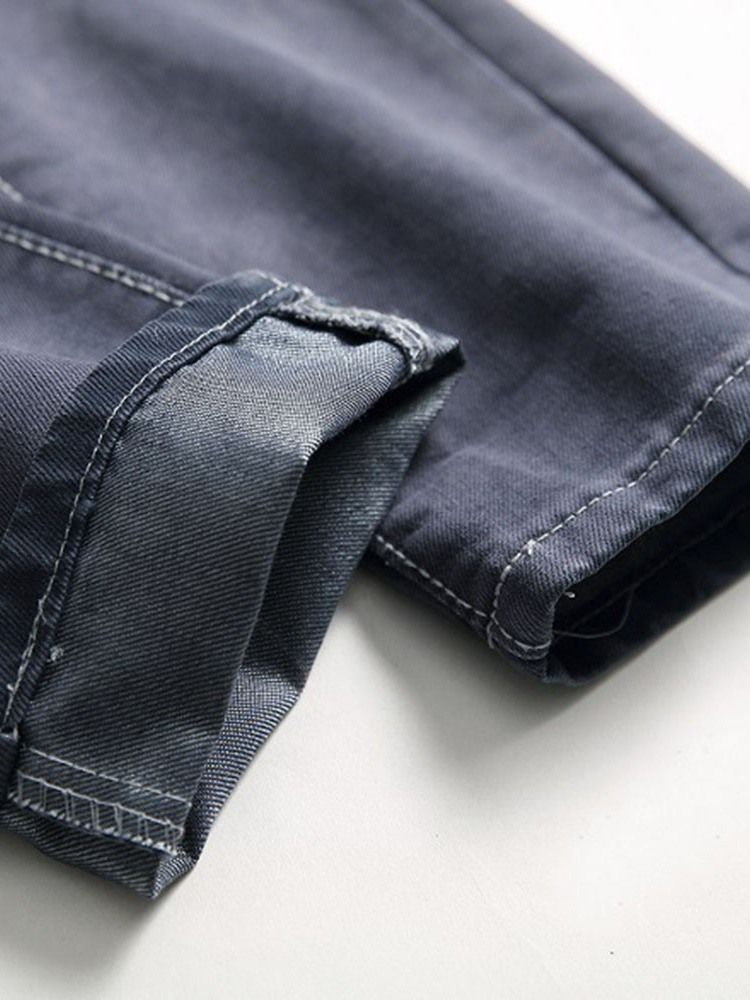 Jeans Déchirés Décontractés Plissés Unis Pour Hommes