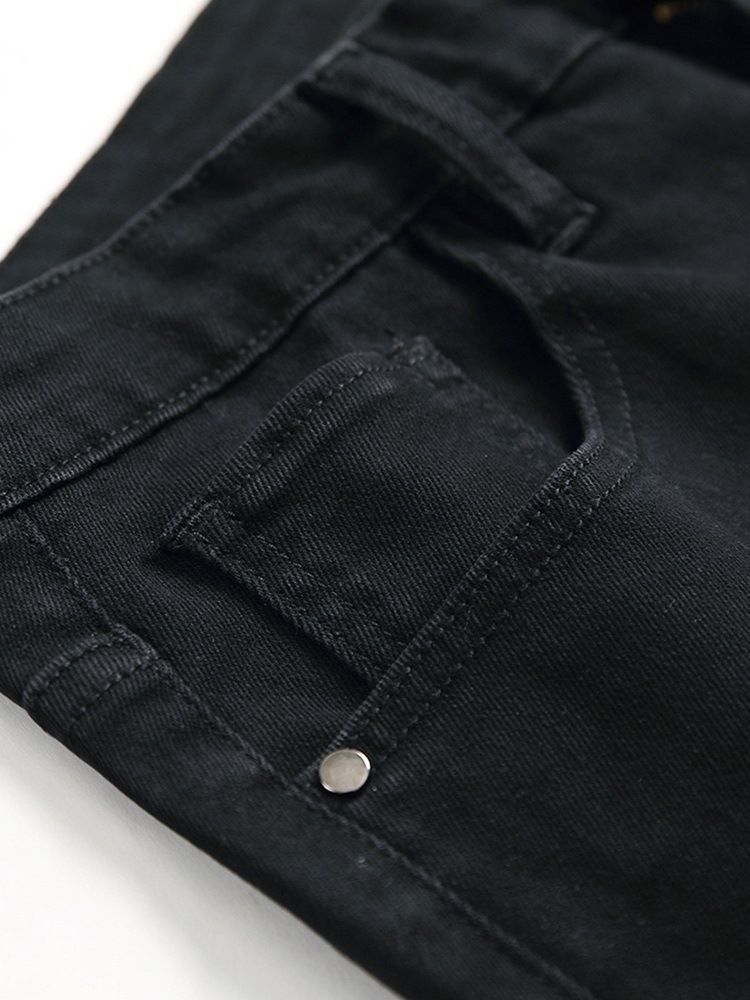 Jeans Déchirés Pour Hommes À Taille Moyenne Et Blocs De Couleurs