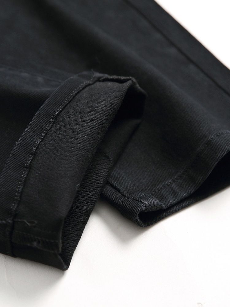 Jeans Déchirés Pour Hommes À Taille Moyenne Et Blocs De Couleurs