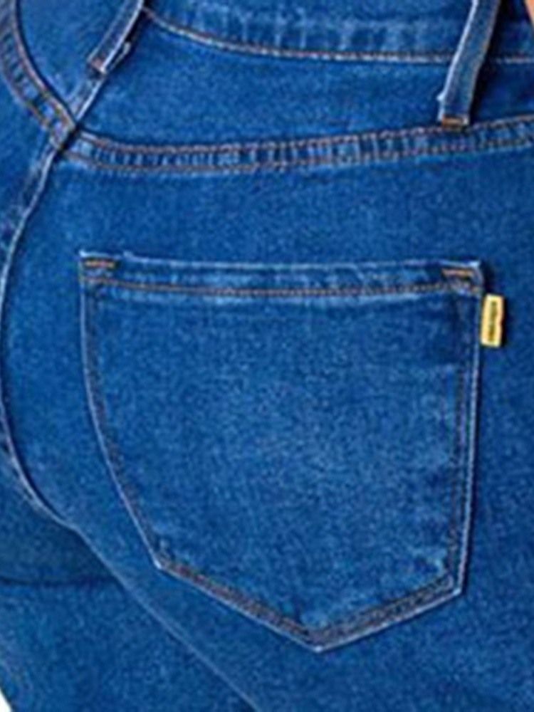 Jeans Déchirés Sexy À Fermeture Éclair Et À Poche Unie Pour Femmes