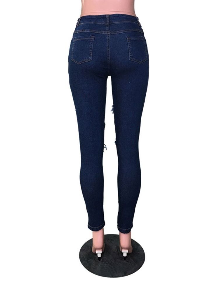 Jeans Déchirés Skinny Skinny Uni Sexy Pour Femmes