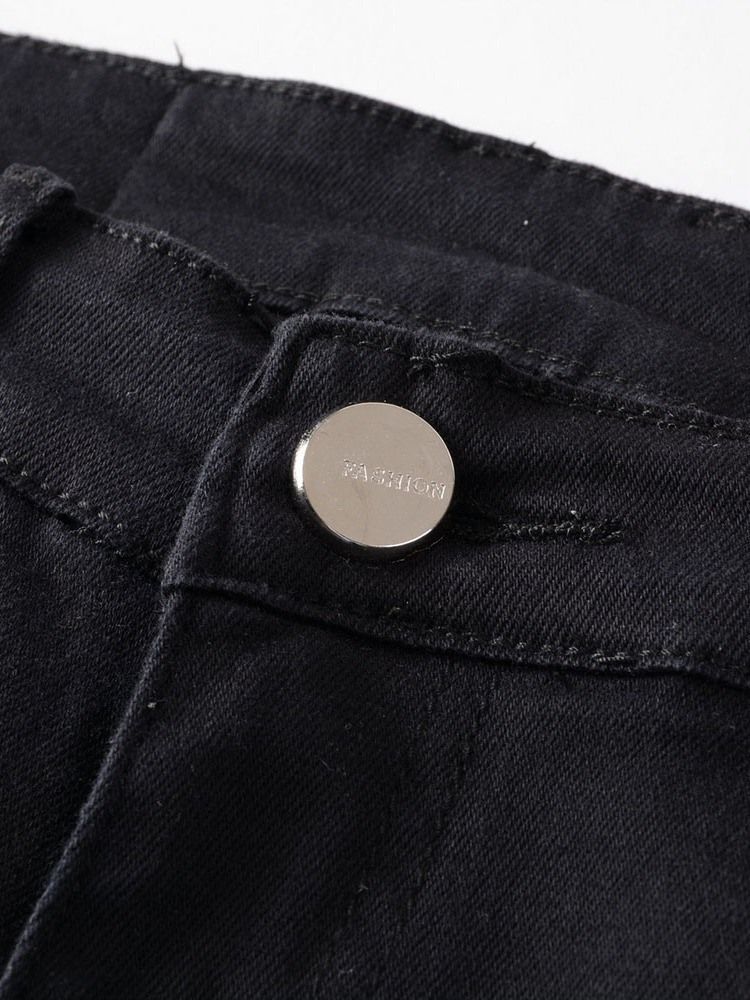 Jeans Décontractés À Fermeture Éclair Avec Poche Lettre Pour Hommes