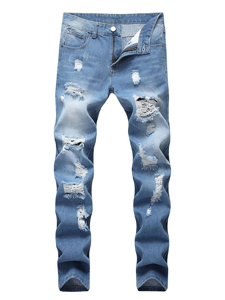 Jeans Décontractés À Fermeture Éclair Pour Hommes