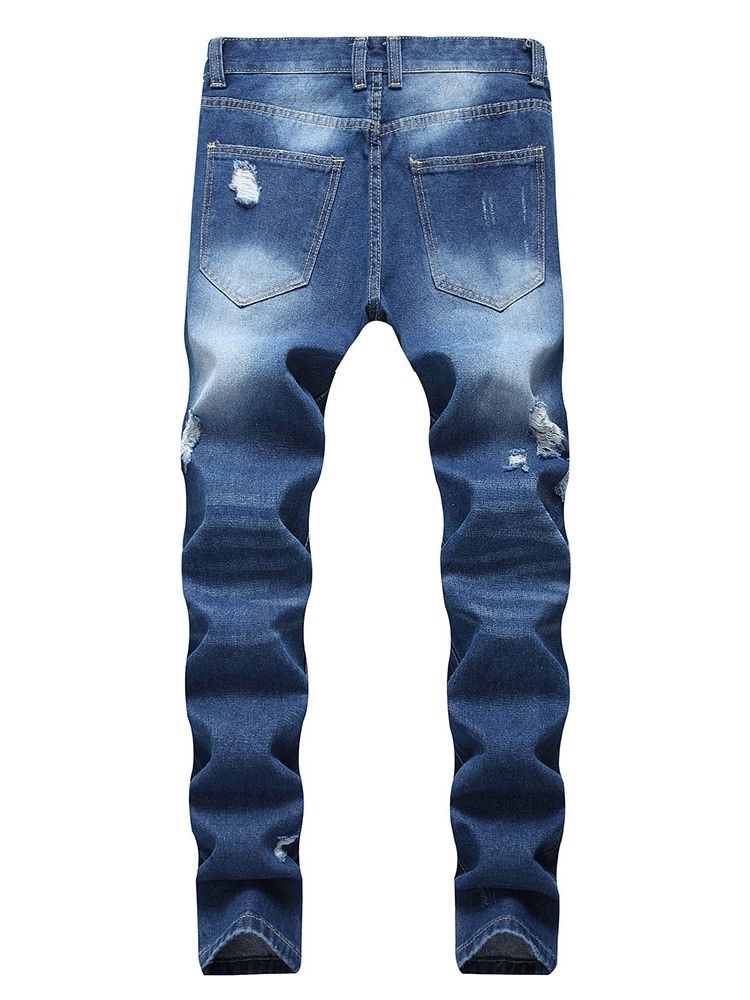 Jeans Décontractés À Fermeture Éclair Pour Hommes