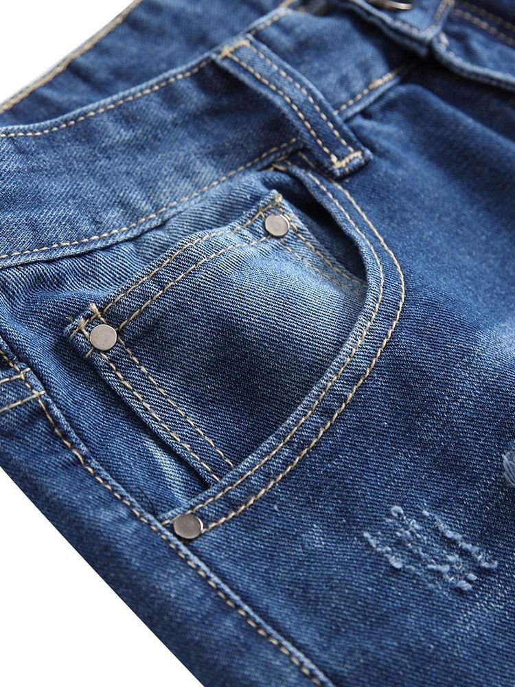 Jeans Décontractés À Fermeture Éclair Pour Hommes