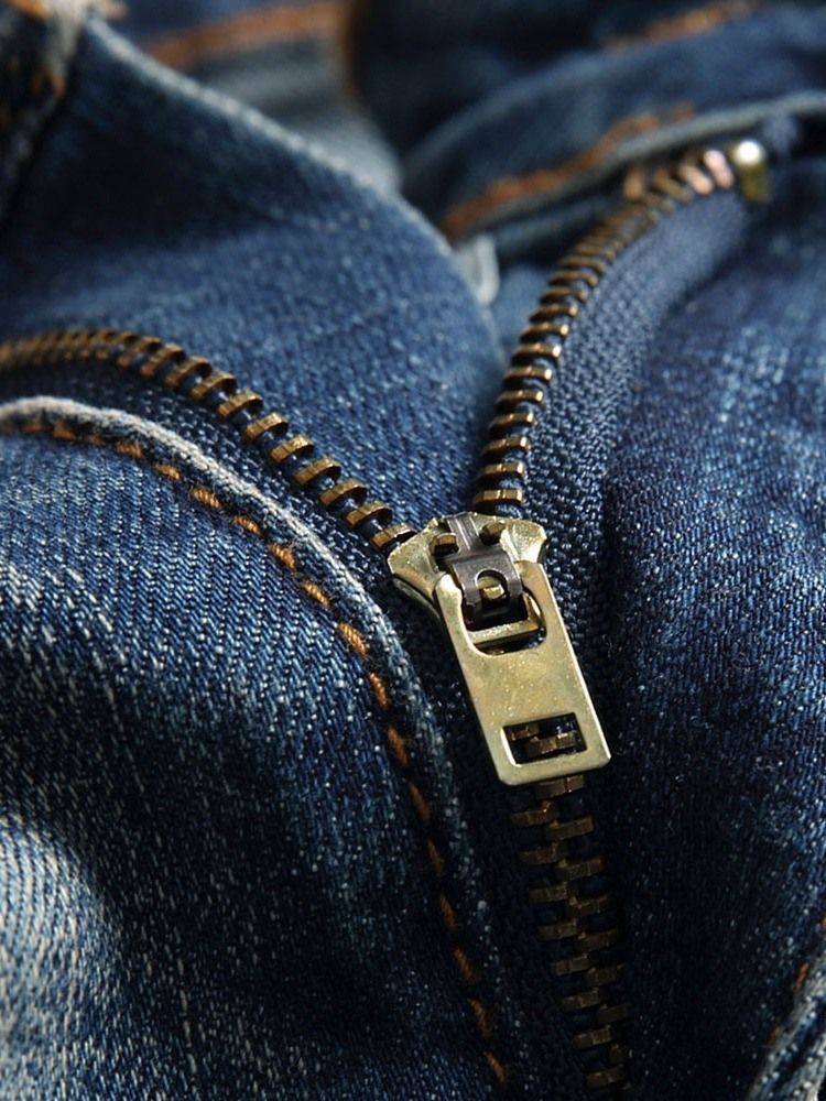 Jeans Décontractés À Fermeture Éclair Plissée Pour Hommes