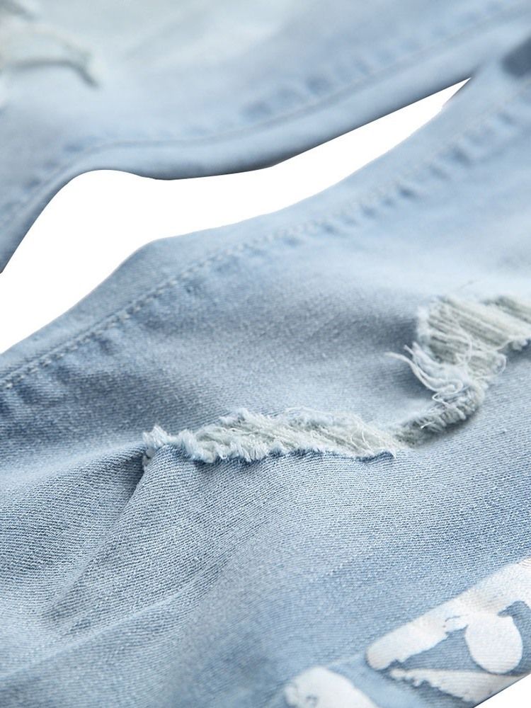 Jeans Décontractés Pour Hommes Avec Fermeture Éclair À Lettres Droites