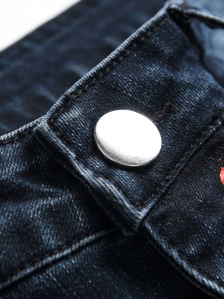 Jeans Décontractés Pour Hommes Avec Fermeture À Glissière Droite