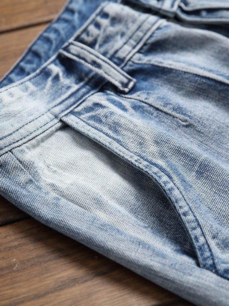 Jeans Décontractés Pour Hommes Avec Fermeture À Glissière Droite Et Micro-élastique