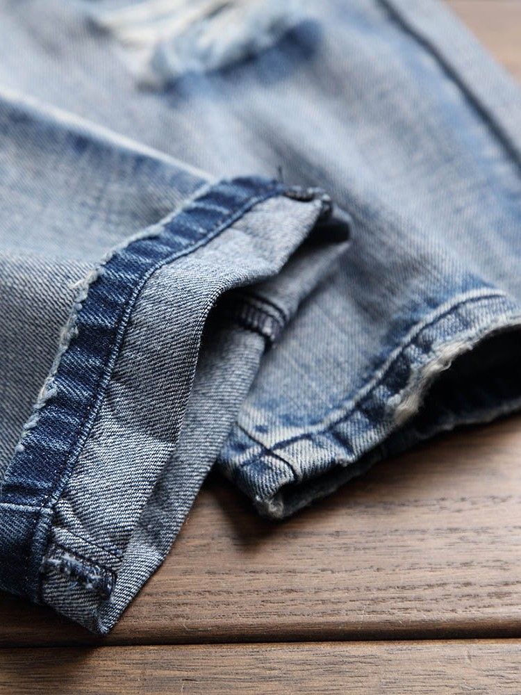 Jeans Décontractés Pour Hommes Avec Fermeture À Glissière Droite Et Micro-élastique