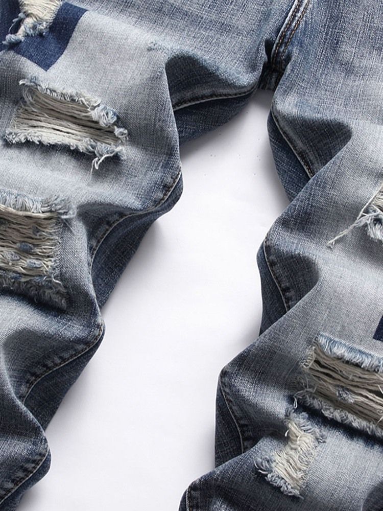 Jeans Décontractés Pour Hommes Avec Fermeture À Glissière Droite À Poche