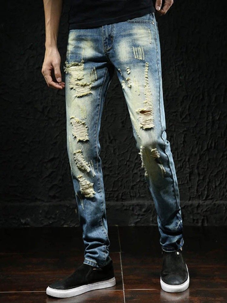 Jeans Décontractés Pour Hommes Avec Fermeture À Glissière À Poche Droite