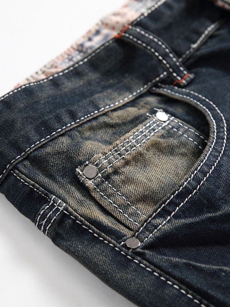 Jeans Décontractés Pour Hommes À Fermeture Éclair Droite