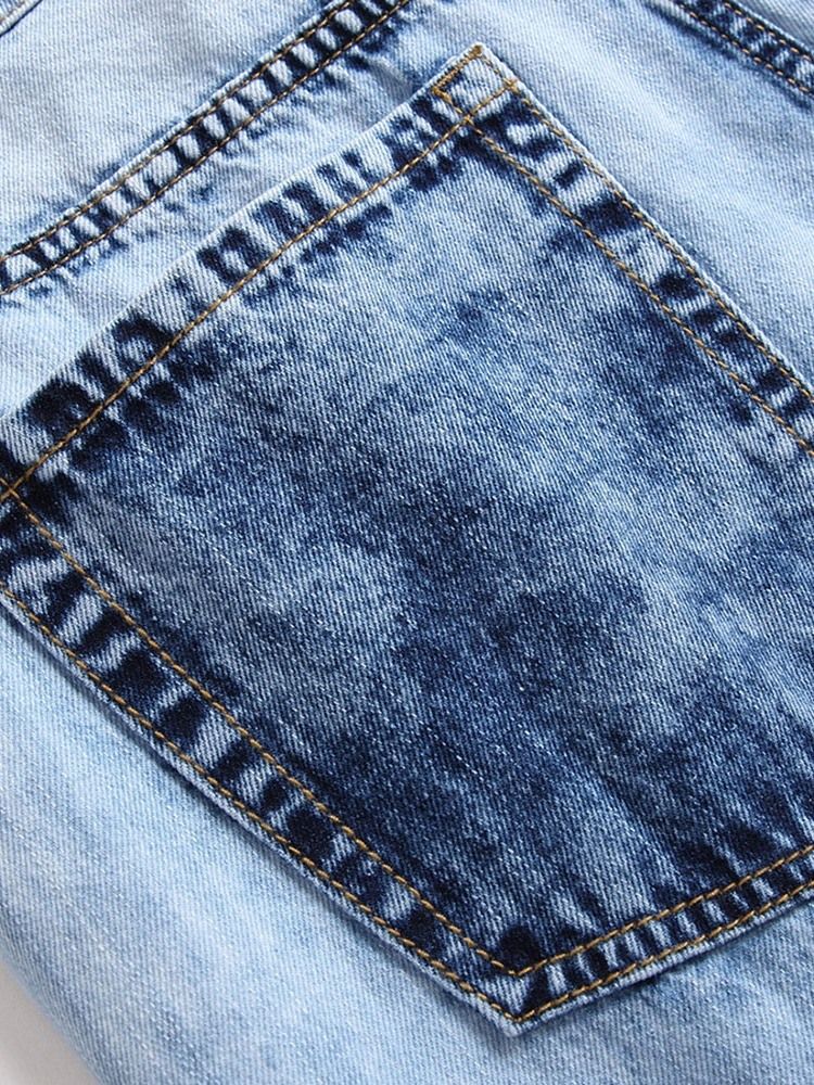 Jeans Décontractés Pour Hommes À Fermeture Éclair Droite Et Creuse