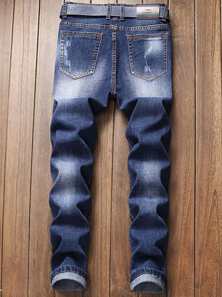 Jeans Décontractés Pour Hommes À Fermeture Éclair Florale Droite Imprimée