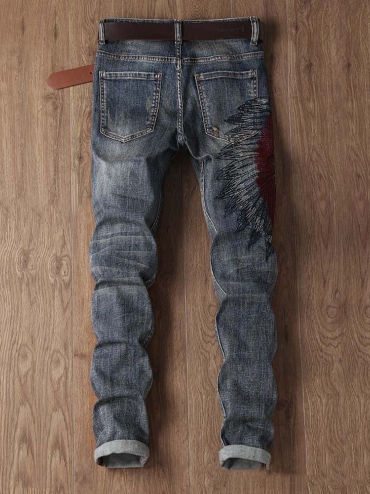 Jeans Décontractés Taille Moyenne Pour Hommes