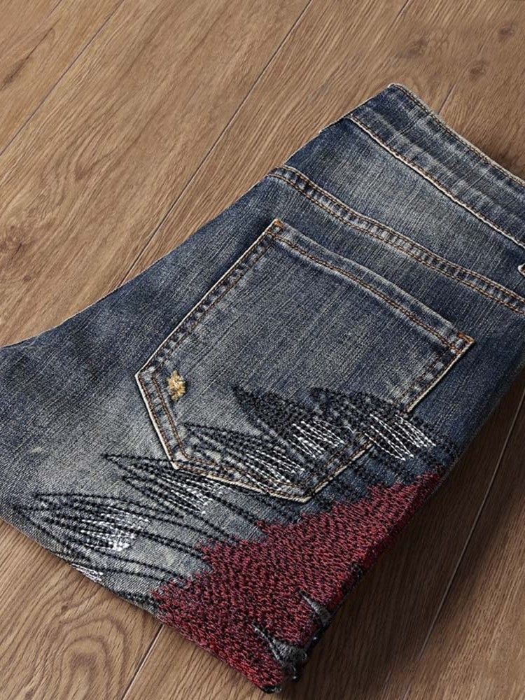 Jeans Décontractés Taille Moyenne Pour Hommes