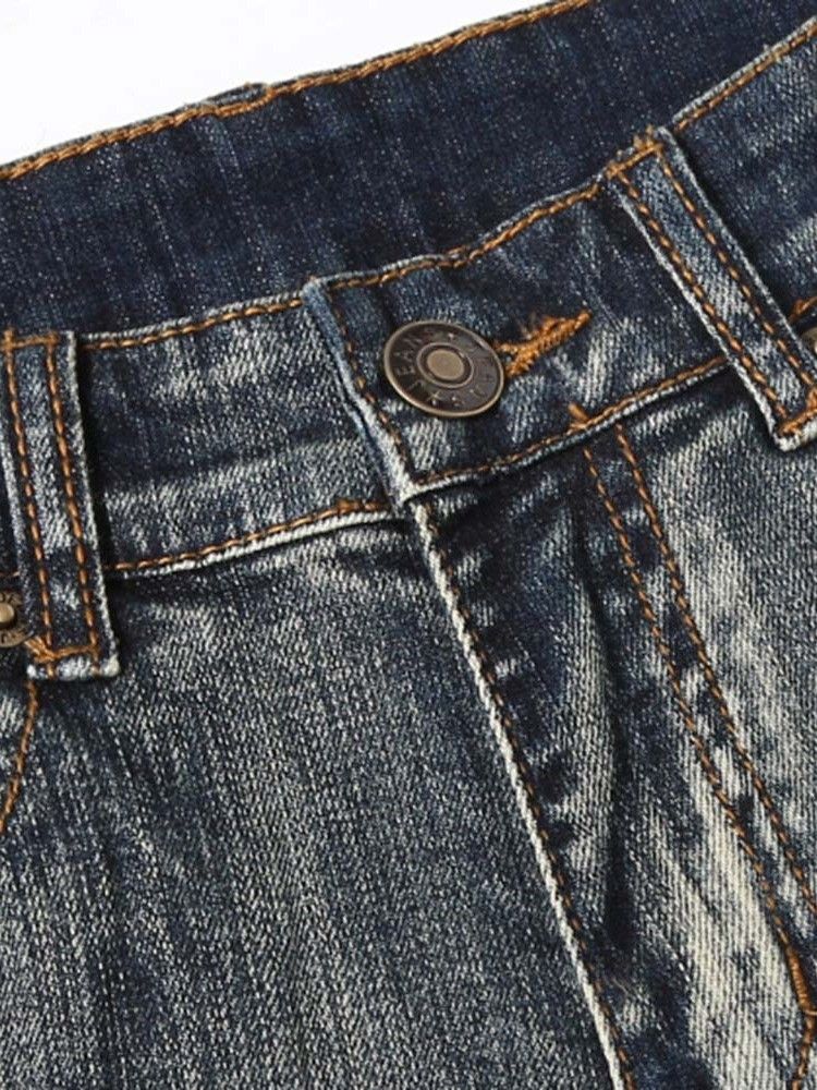 Jeans Décontractés Taille Moyenne Pour Hommes