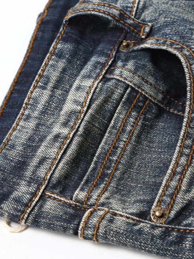 Jeans Décontractés Taille Moyenne Pour Hommes