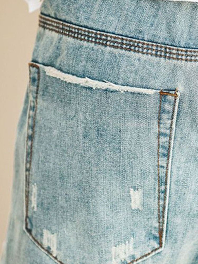 Jeans Élastiques À Poche Unie À Lacets Pour Femmes