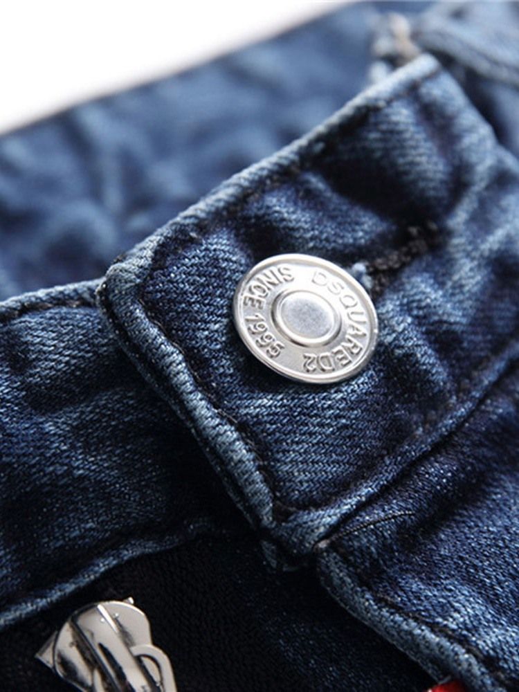 Jeans Européen À Boutons Pour Hommes Avec Éclaboussures De Peinture Droites