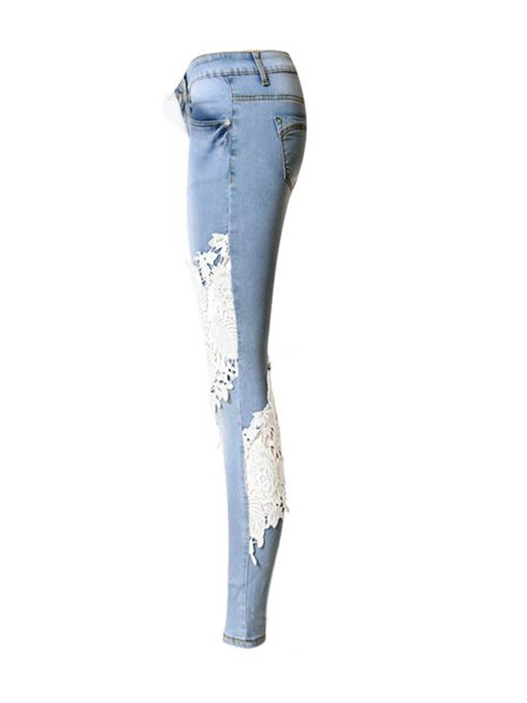 Jeans Pour Femmes En Patchwork Taille Basse