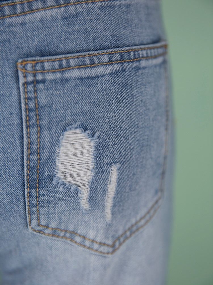 Jeans Pour Femmes À Trou Mince Et À La Cheville