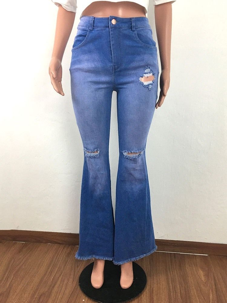 Jeans À Fermeture Éclair À Boutons Et Boutons À La Mode Pour Femmes