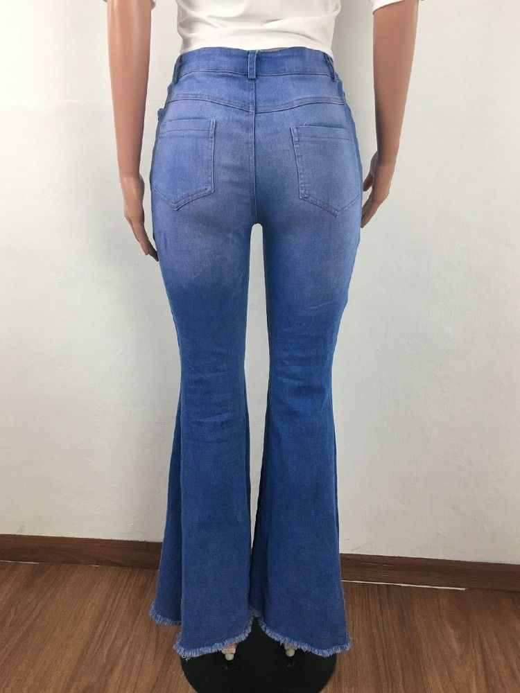 Jeans À Fermeture Éclair À Boutons Et Boutons À La Mode Pour Femmes