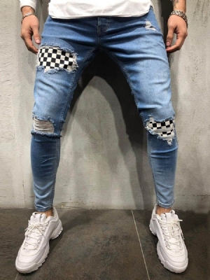 Jeans À Fermeture Éclair Pour Hommes À Blocs De Couleurs