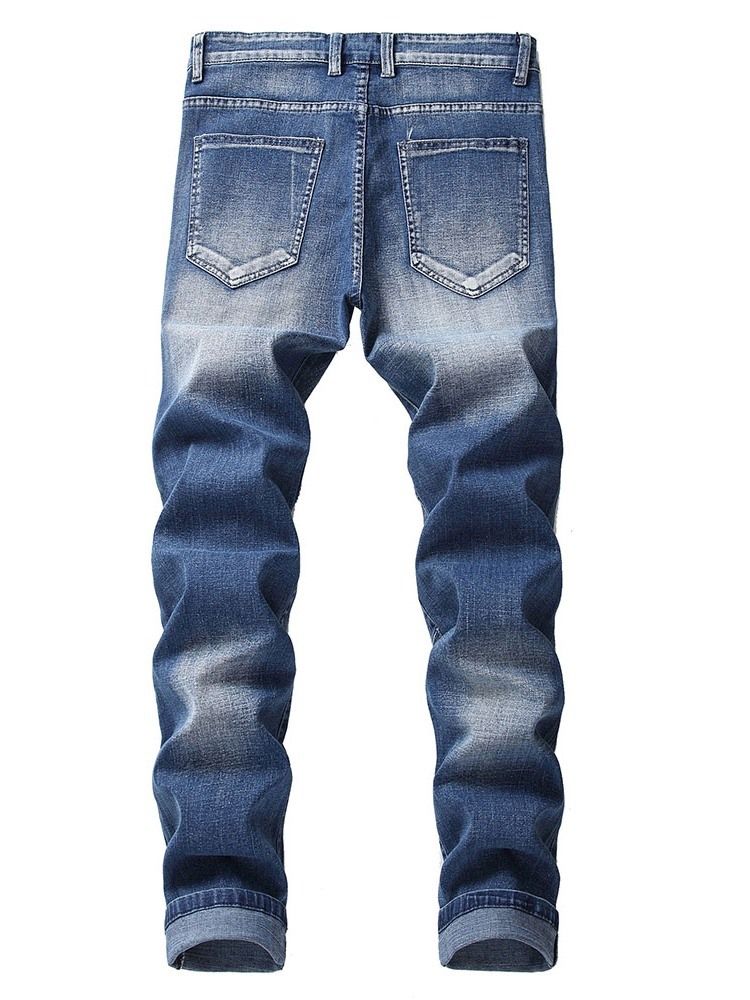 Jeans À Fermeture Éclair Pour Hommes Décontractés À Boutons Minces