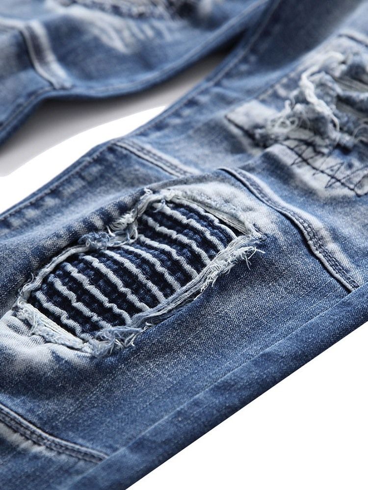 Jeans À Fermeture Éclair Pour Hommes Décontractés À Boutons Minces