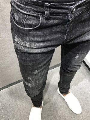 Jeans À Fermeture Éclair Pour Pantalons Crayon Unis Minces Pour Hommes