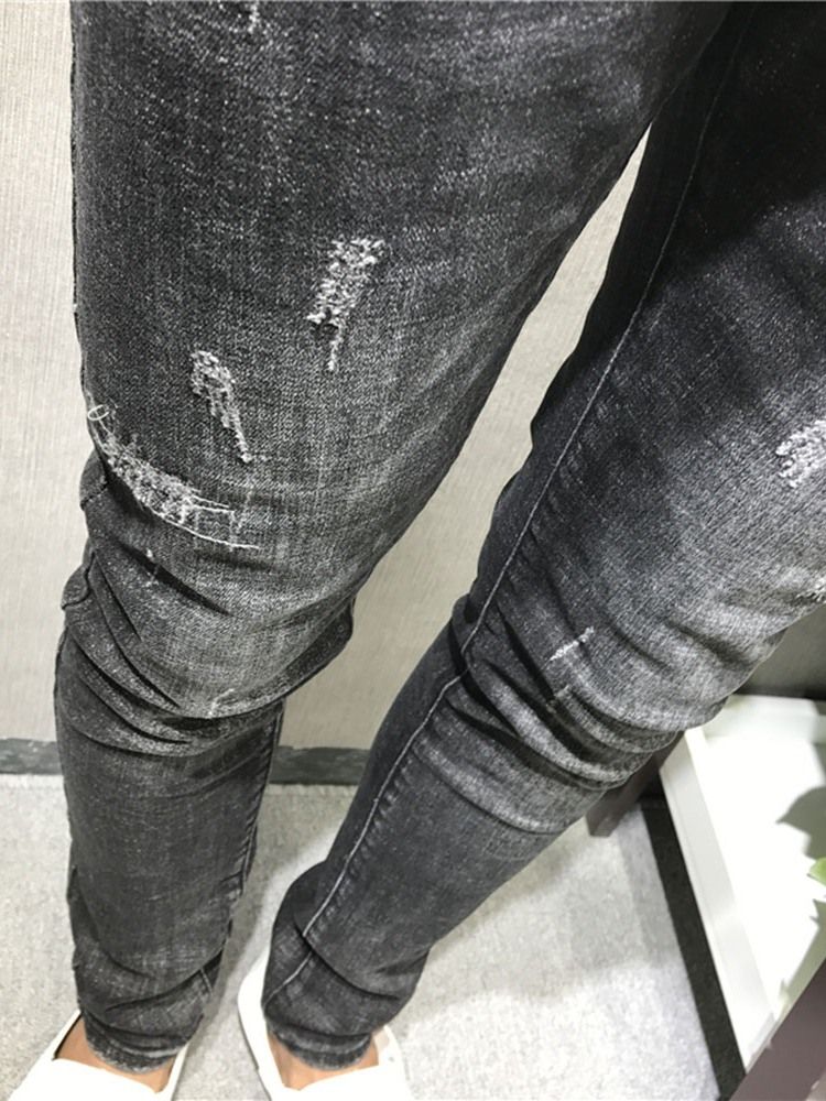 Jeans À Fermeture Éclair Pour Pantalons Crayon Unis Minces Pour Hommes