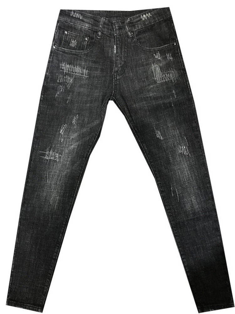 Jeans À Fermeture Éclair Pour Pantalons Crayon Unis Minces Pour Hommes