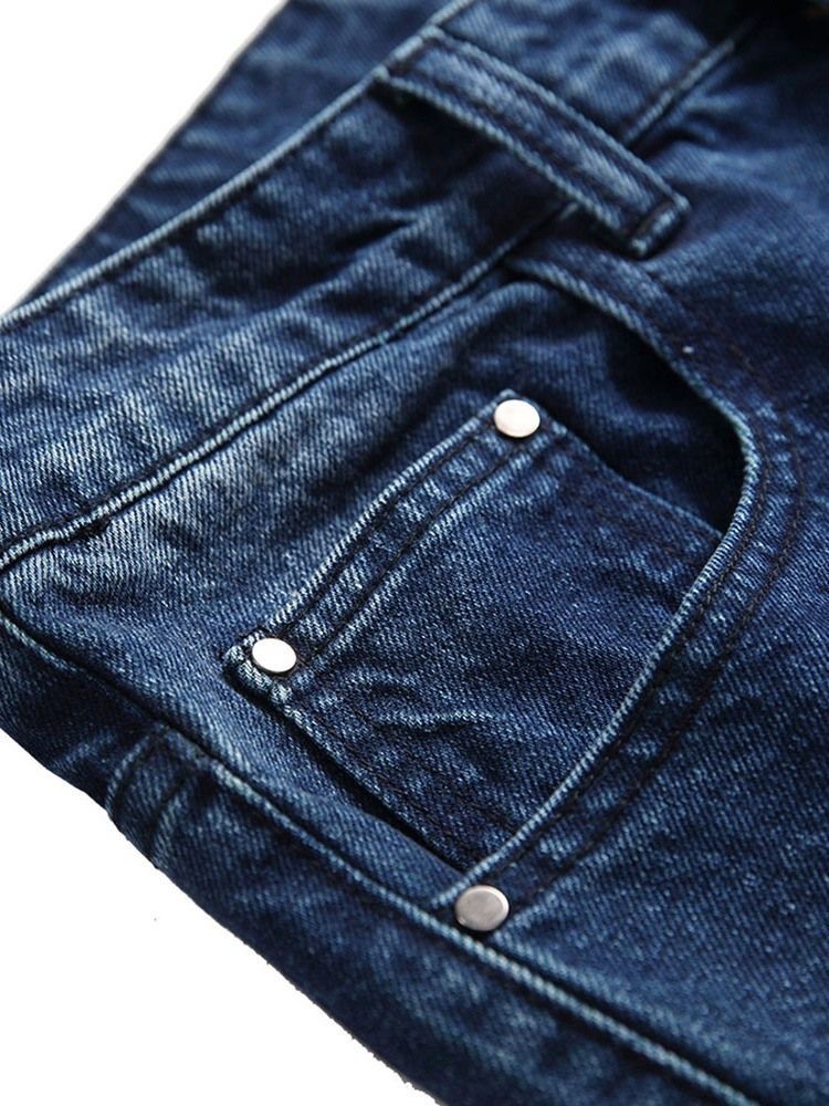 Jeans À Fermeture Éclair À Taille Moyenne Et À Trou Droit Pour Hommes