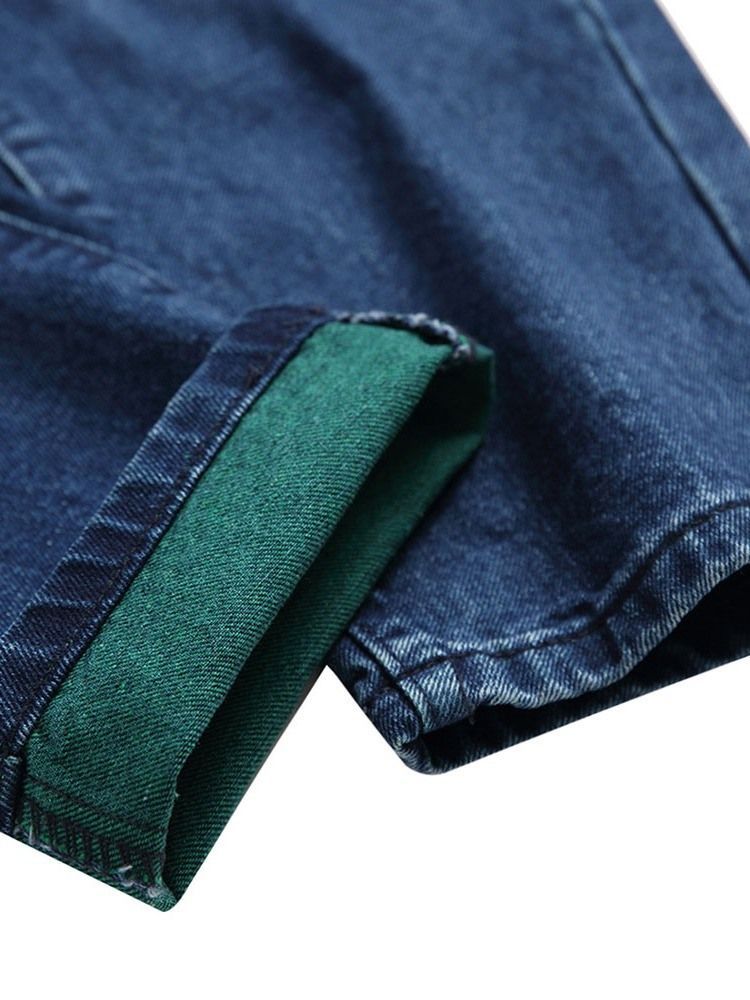 Jeans À Fermeture Éclair À Taille Moyenne Et À Trou Droit Pour Hommes