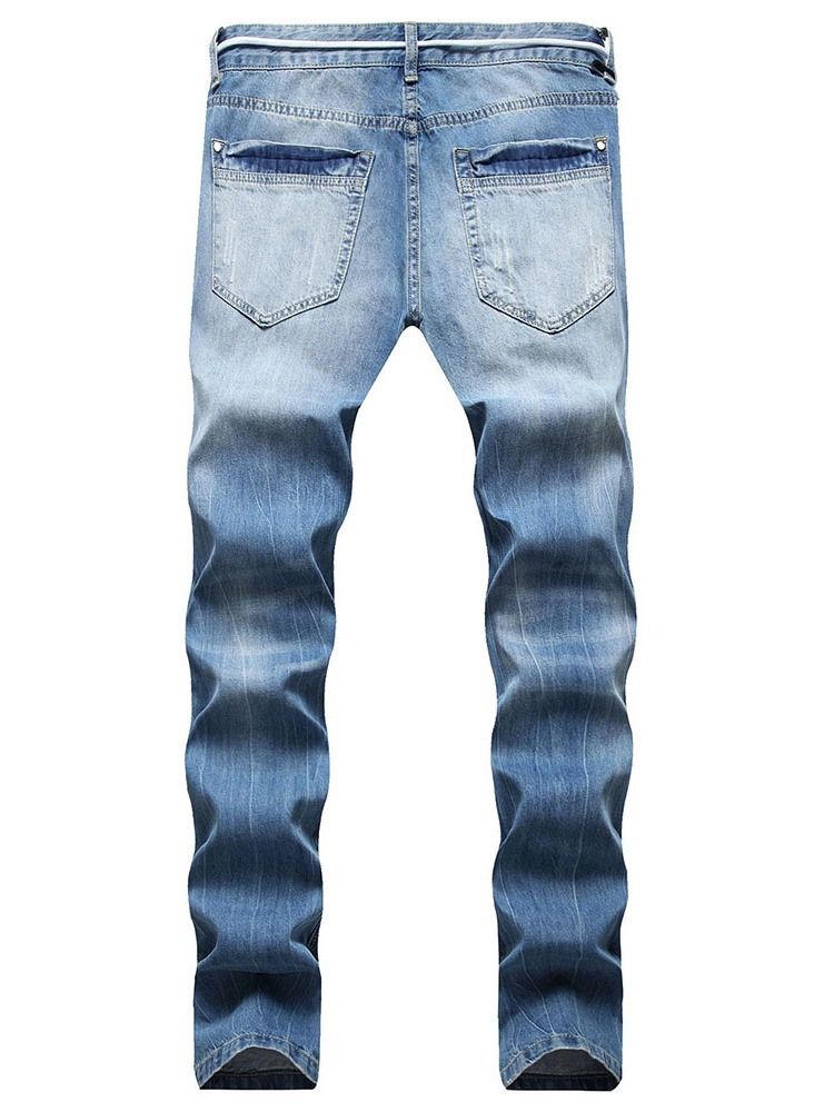 Jeans Pour Hommes À Bouton Hip Hop À Trou Droit