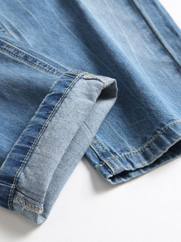 Jeans Pour Hommes À Bouton Hip Hop À Trou Droit