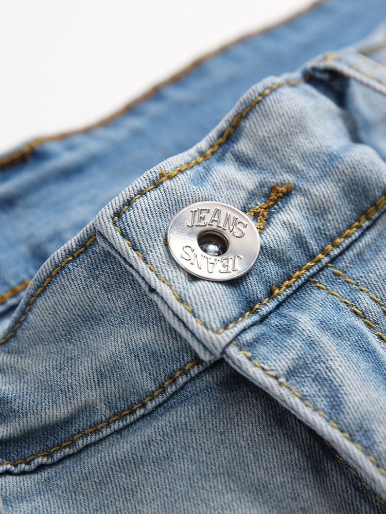 Jeans Pour Hommes Coréens À Fermeture À Glissière Droite Unie À Trou