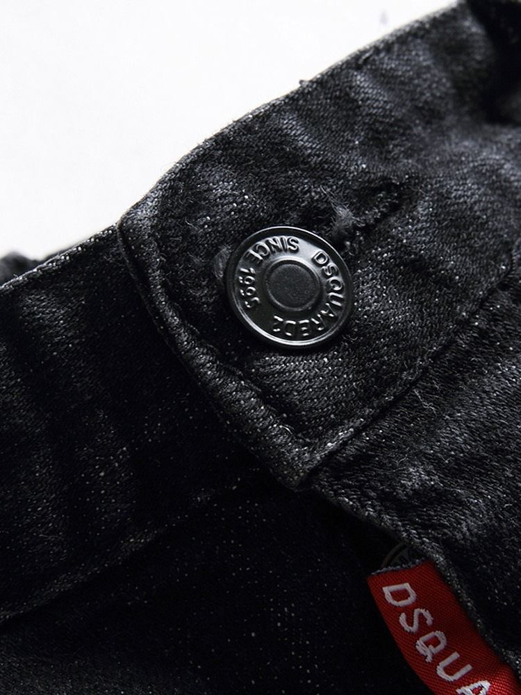 Jeans Pour Hommes Coréens À Taille Moyenne Et Bouton Droit